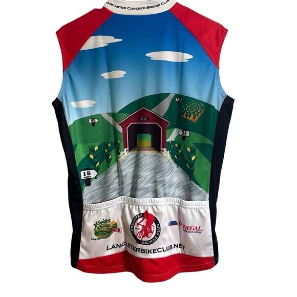 Lancaster 40th Covered Bridge Classic sleeveless covered bridge  print cycling j - Picture 2 of 8